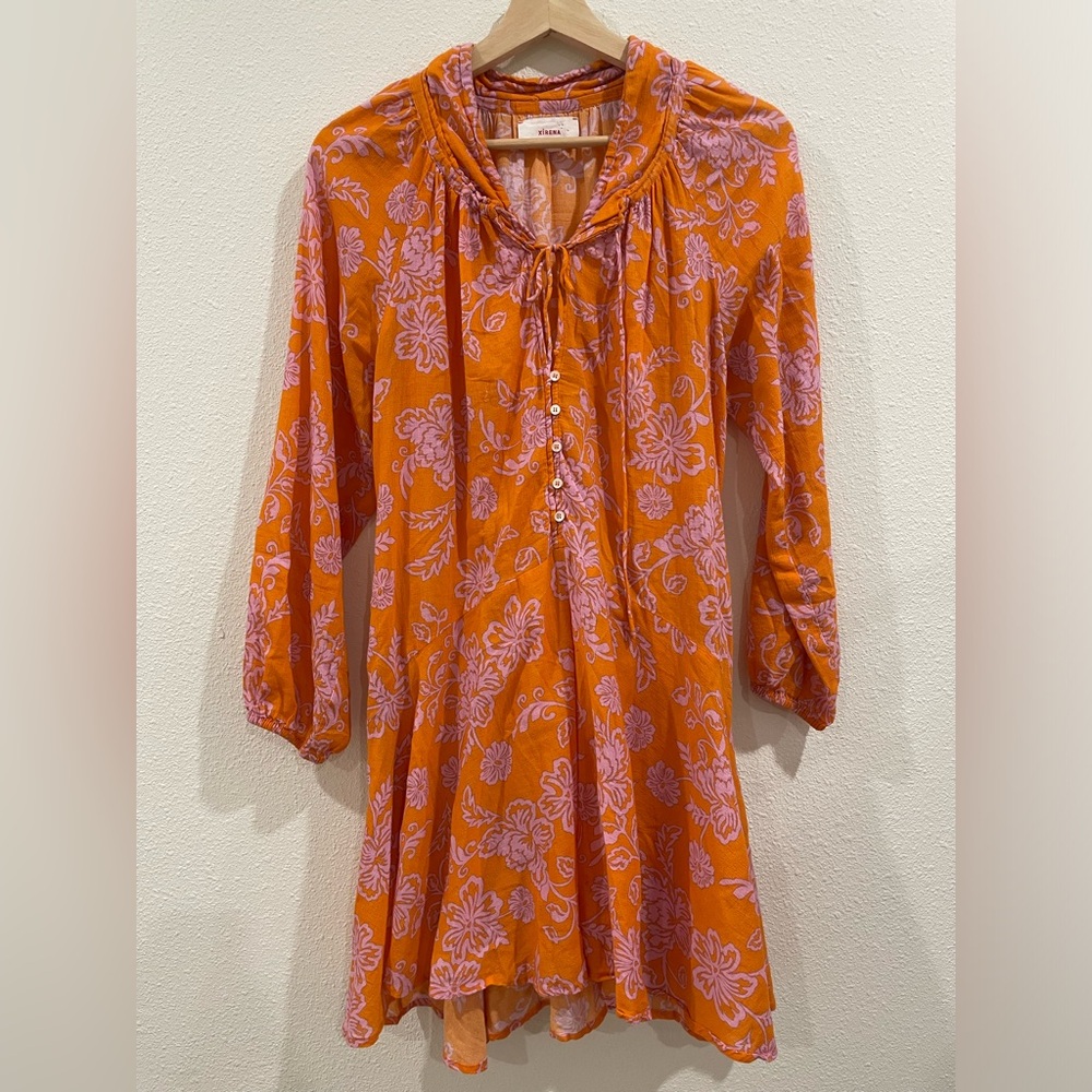 XiRENA Orange Pink Floral Mini Dress Size Small - Picture 4 of 12